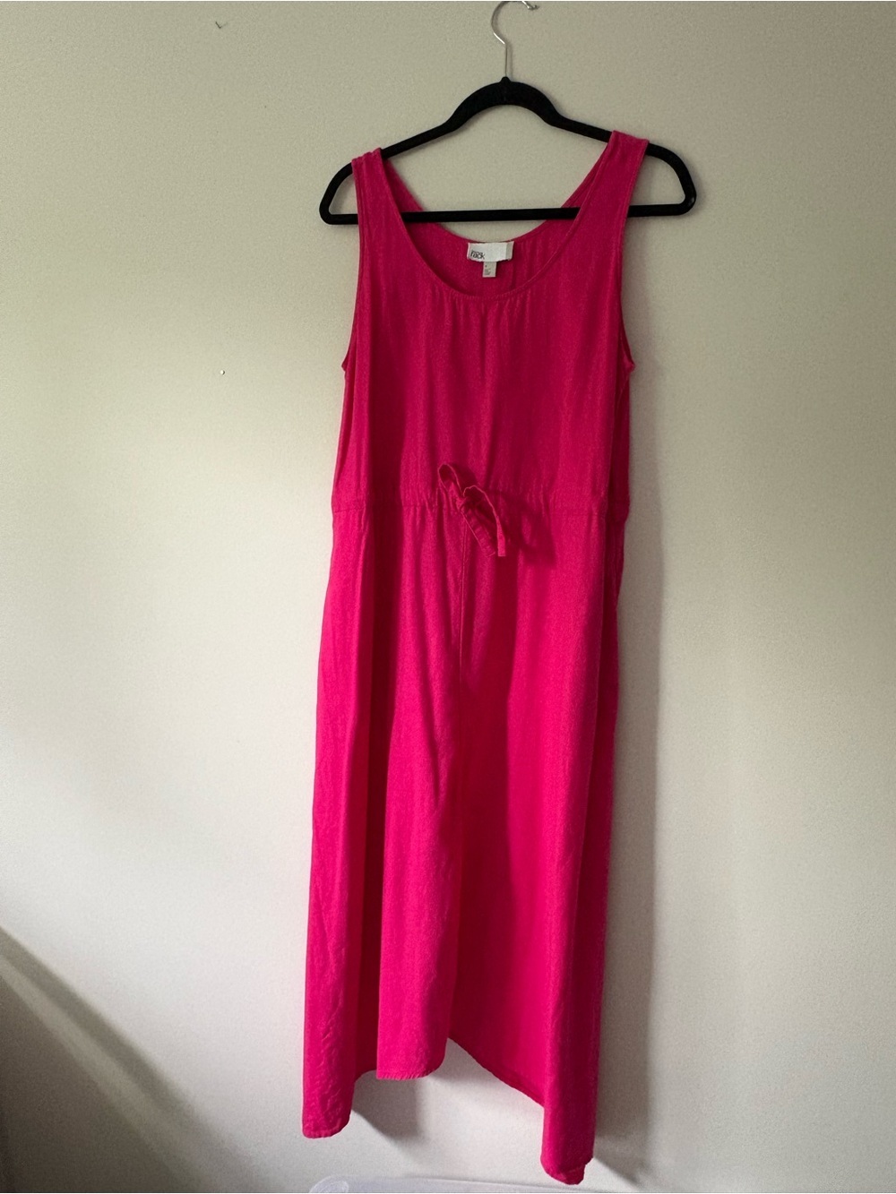 Nordstrom Rack Hot Pink Linen Blend Handkerchief Hem Dress with Pockets - Size S